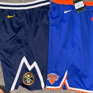 Youth NBA basketball shorts Denver nuggets and New York knicks